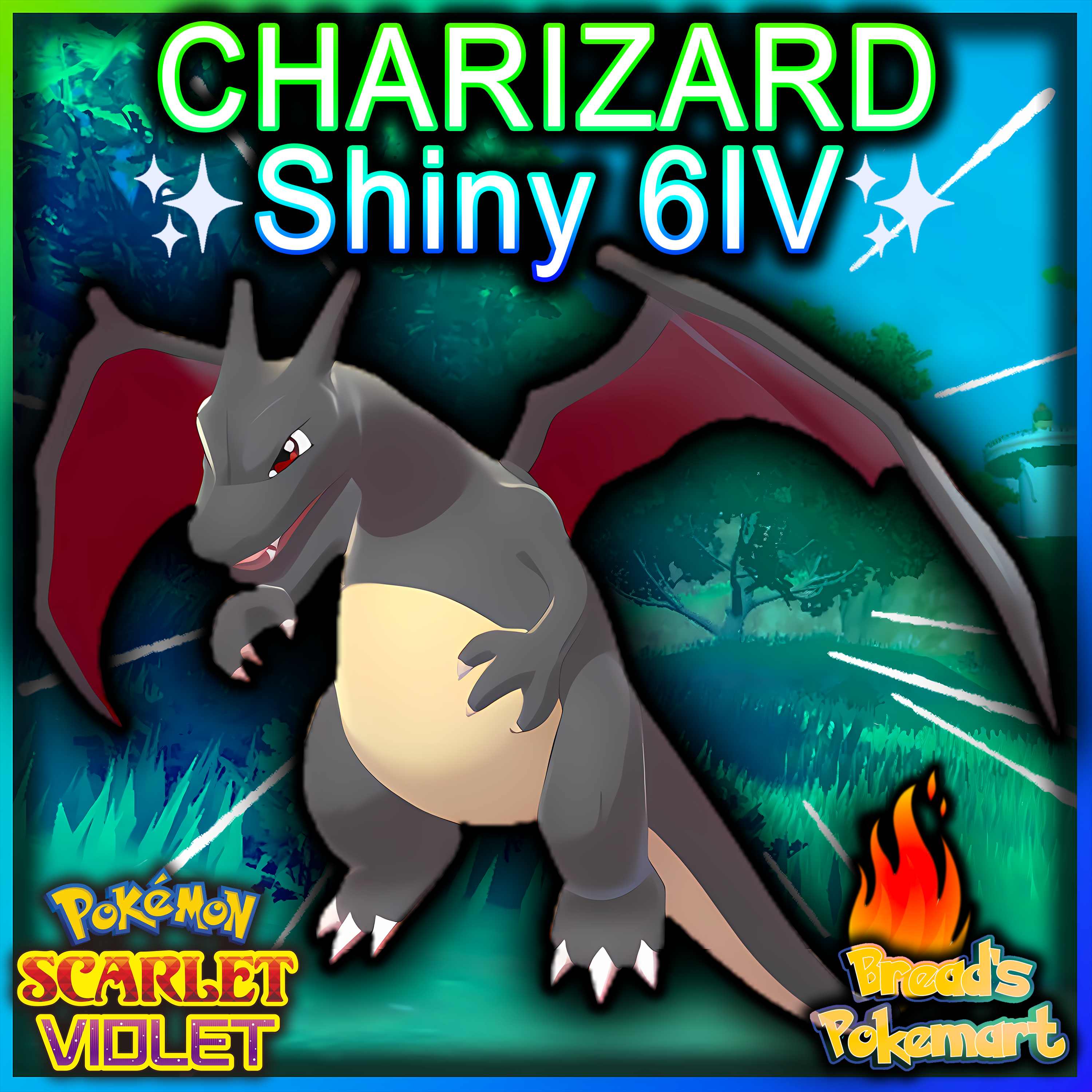 thumbnail interactive-video image 1 of Shiny 6IV Charizard For Pokémon Scarlet/Violet – Battle Ready, Competitive Build (Pokémon HOME Transfer) 1 of 5