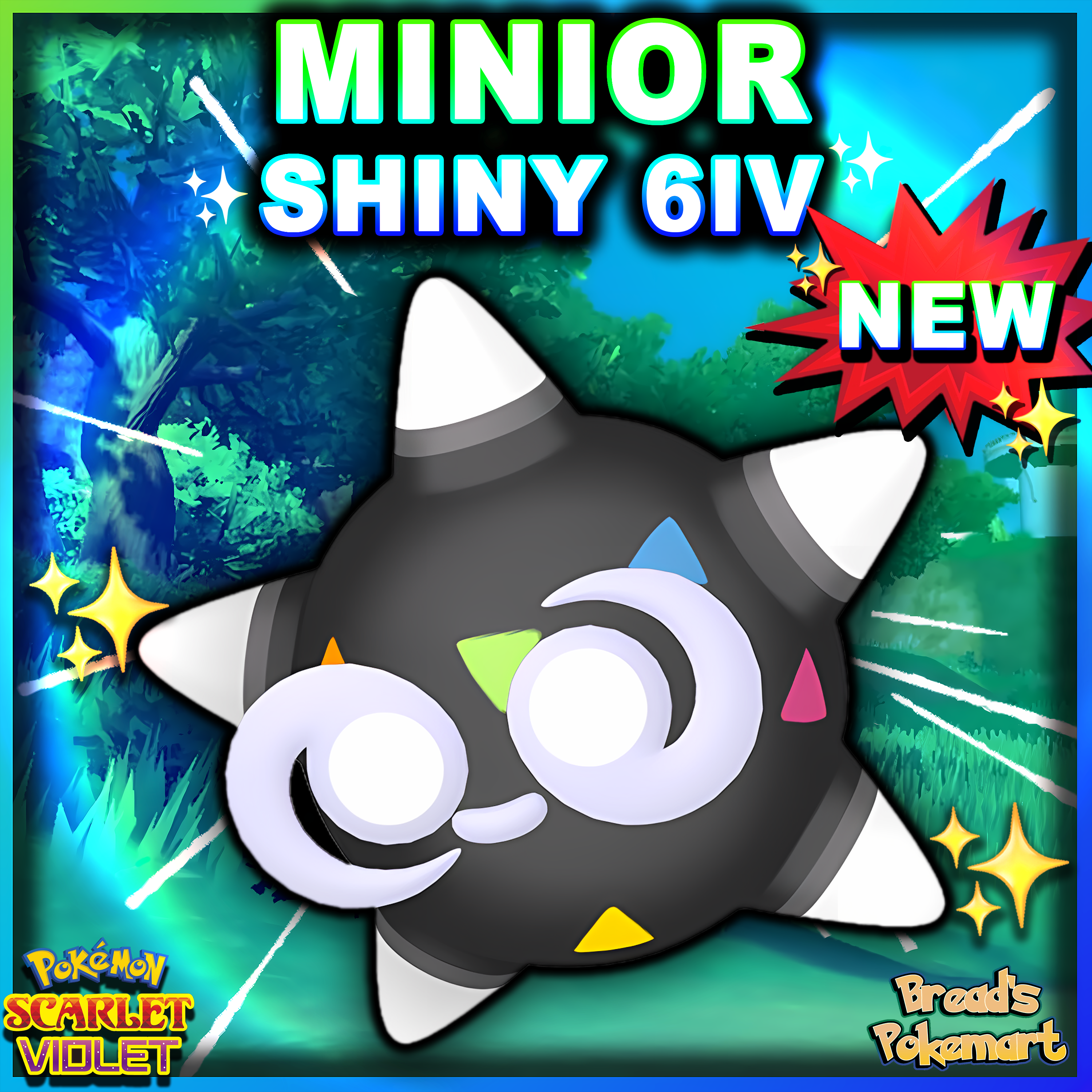 Shiny 6IV Minior - Battle Ready + EVs - lv100 Bread's Pokemart Shiny 6IV Minior - Battle Ready + EVs - lv100 Bread's Pokemart