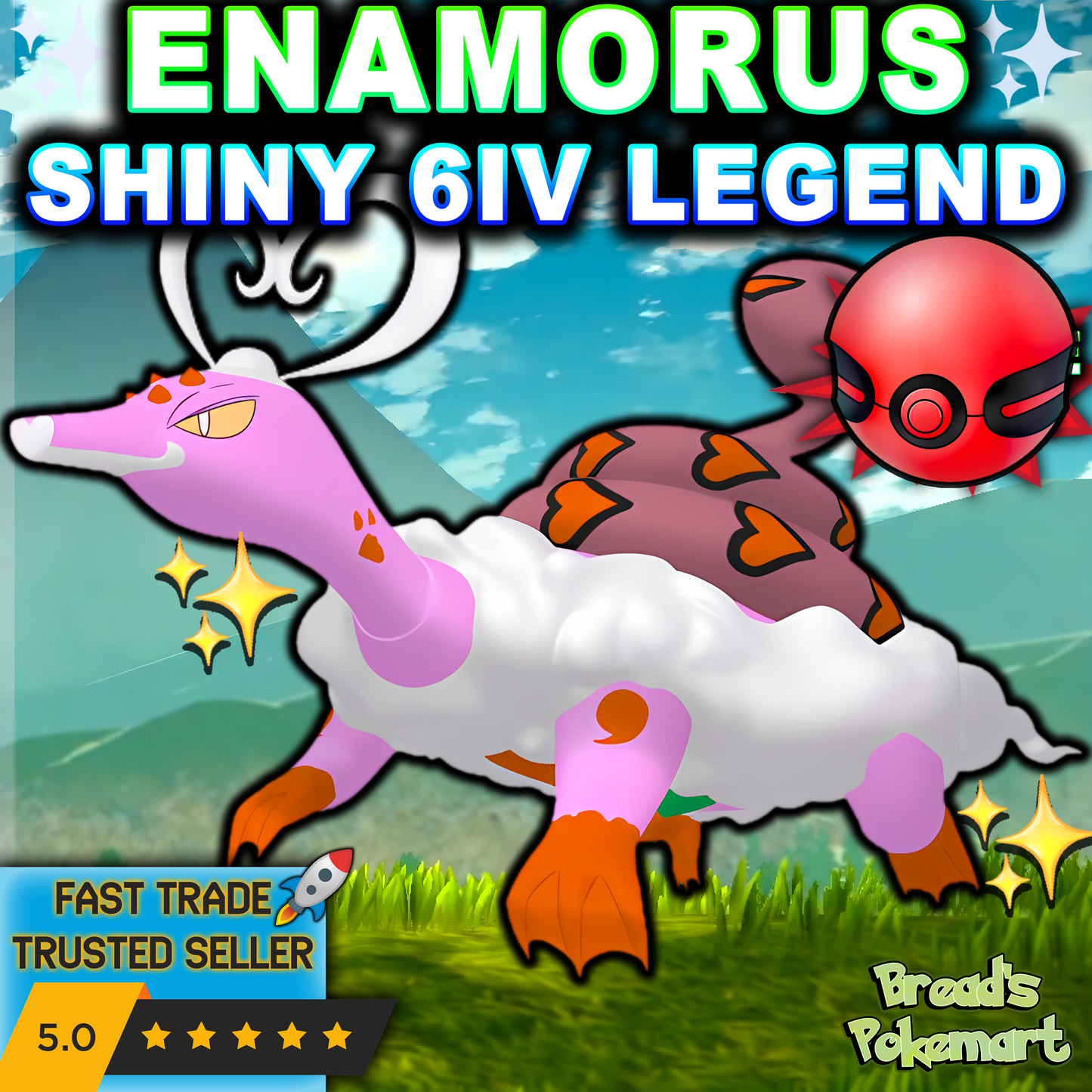 Shiny 6IV Enamorus Therian EVENT - lv100 Mythical - Battle Ready + EVs - 2025 "HOME"