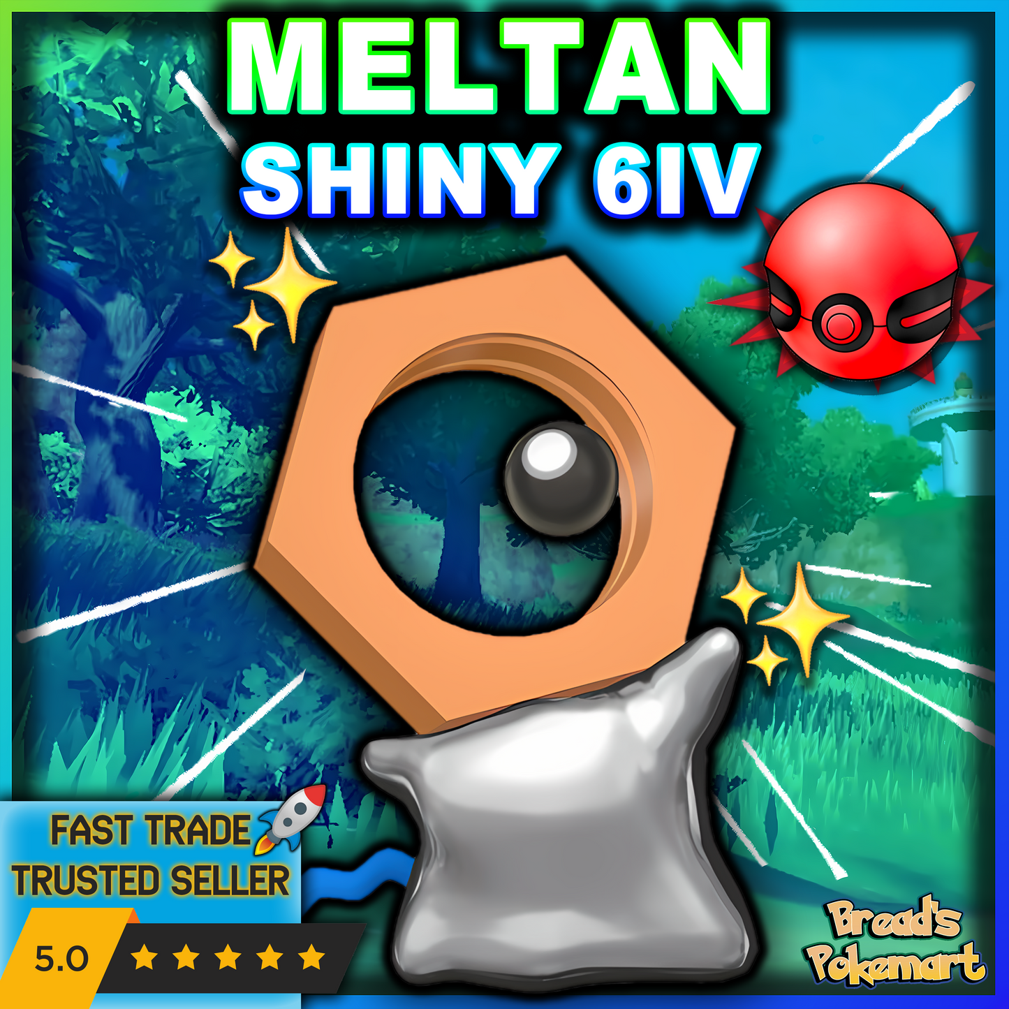 Shiny 6IV Meltan EVENT - Mythical - Battle Ready + EVs - 2025 "HOME"