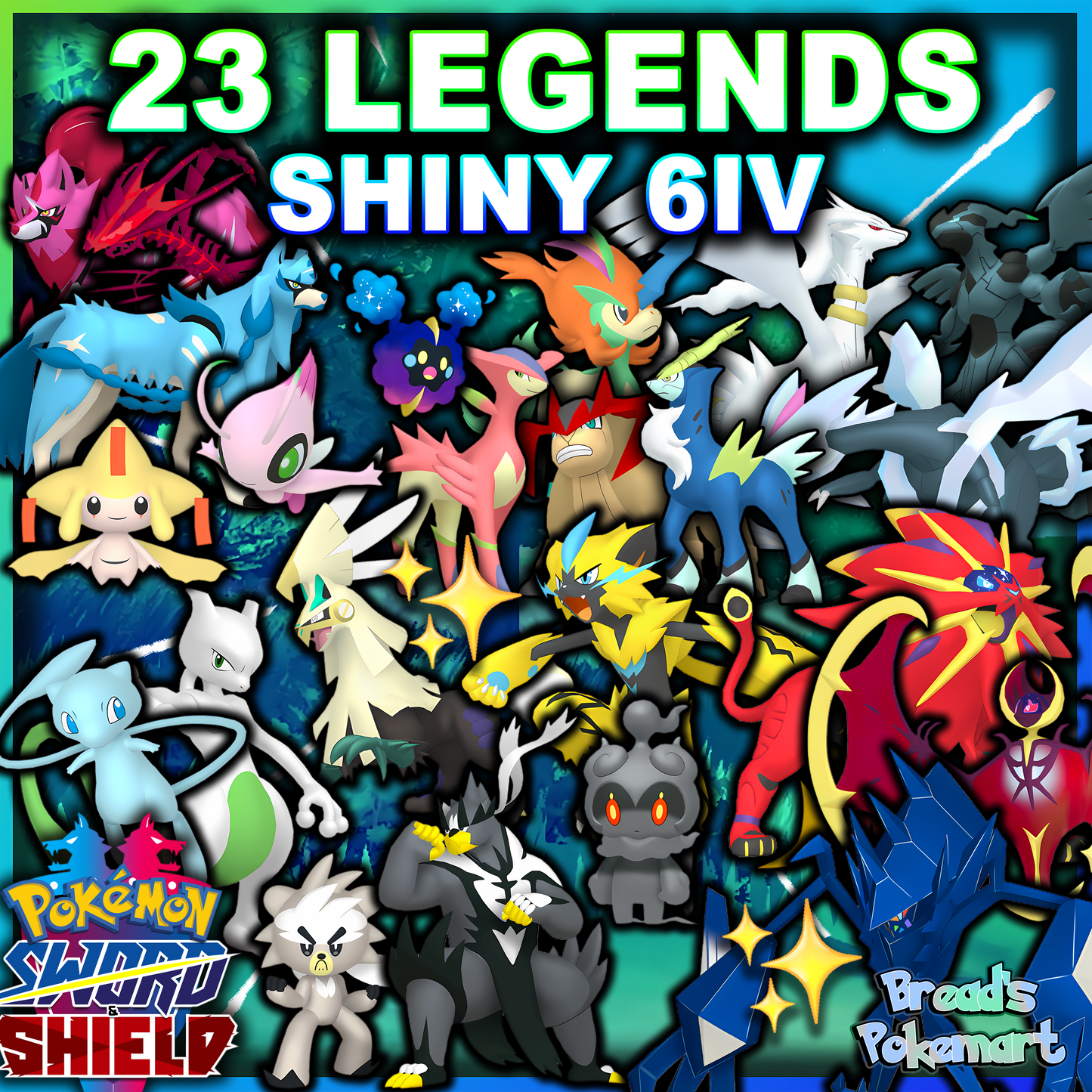 Shiny 6IV Legends & Mythicals - Pack of 23 - Competitive Battle Ready