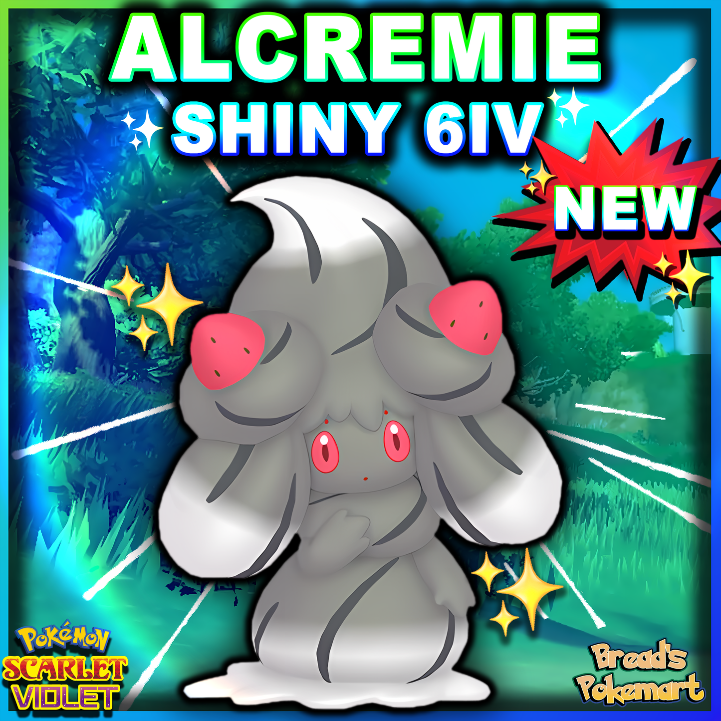 Shiny 6IV Alcremie - lv100 Battle Ready + EVs - Pick form!