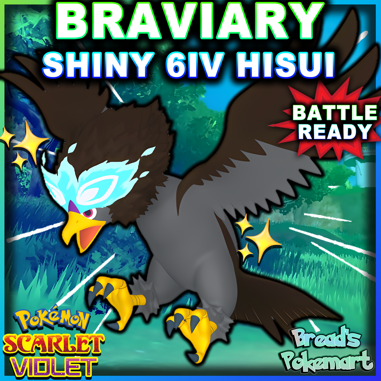 Shiny 6IV Hisuian Braviary - Battle Ready + EVs - lv100