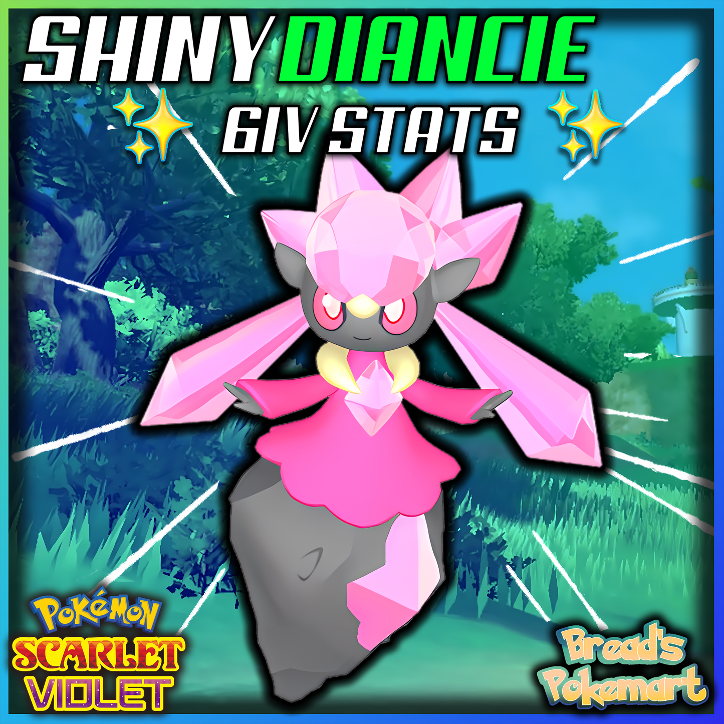 Shiny 6IV Diancie - lv100 Mythical - Battle Ready + EVs