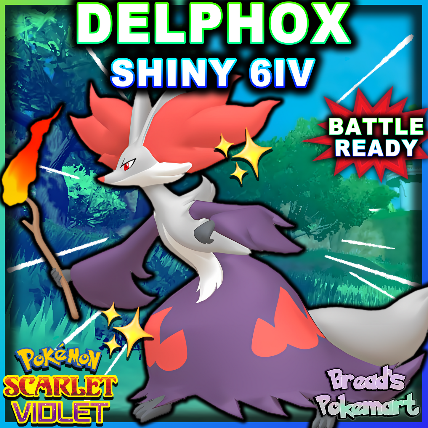 Shiny 6IV Delphox - Battle Ready + EVs - lv100