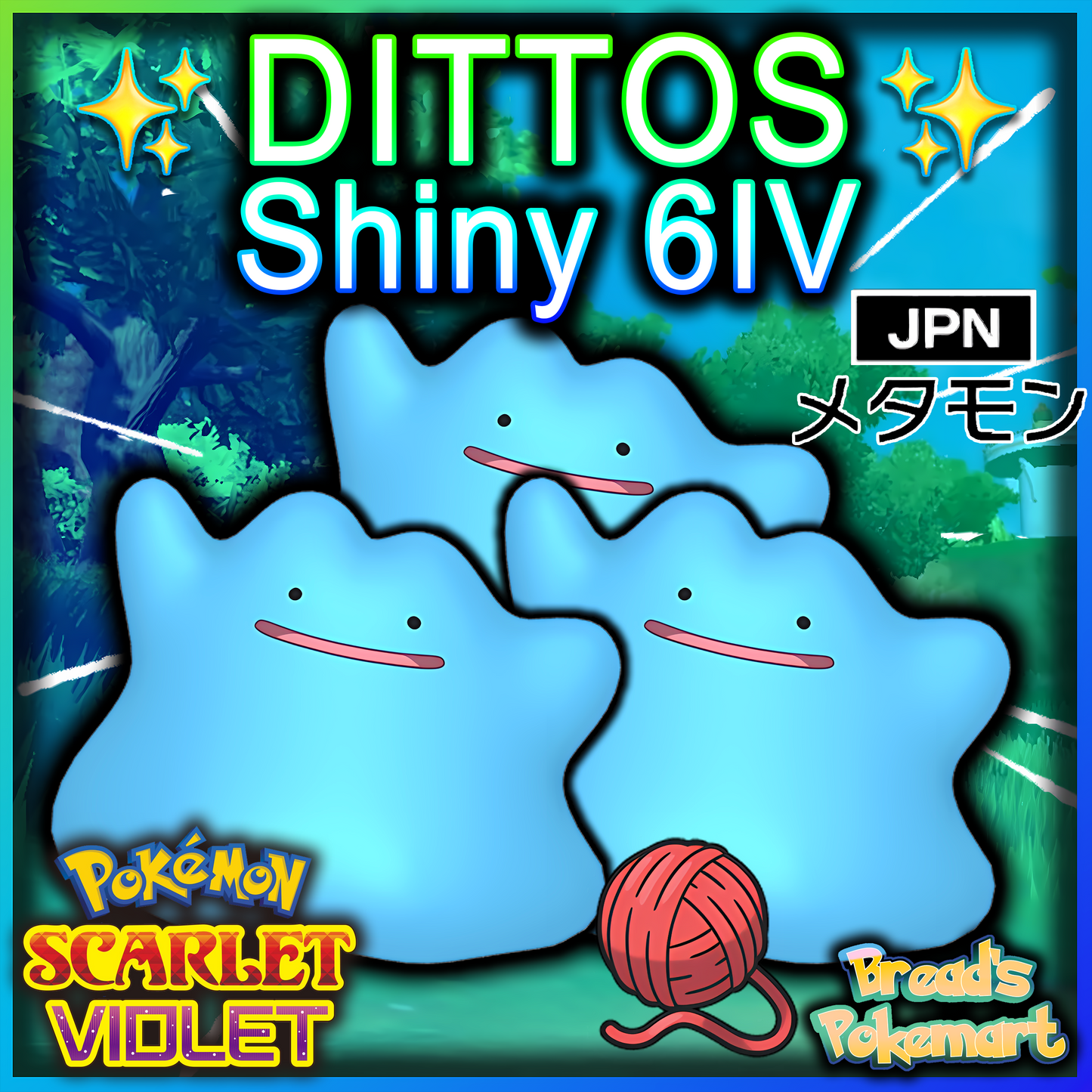 3x Shiny 6IV Ditto - Masuda Method Ready - Japanese - Any Natures