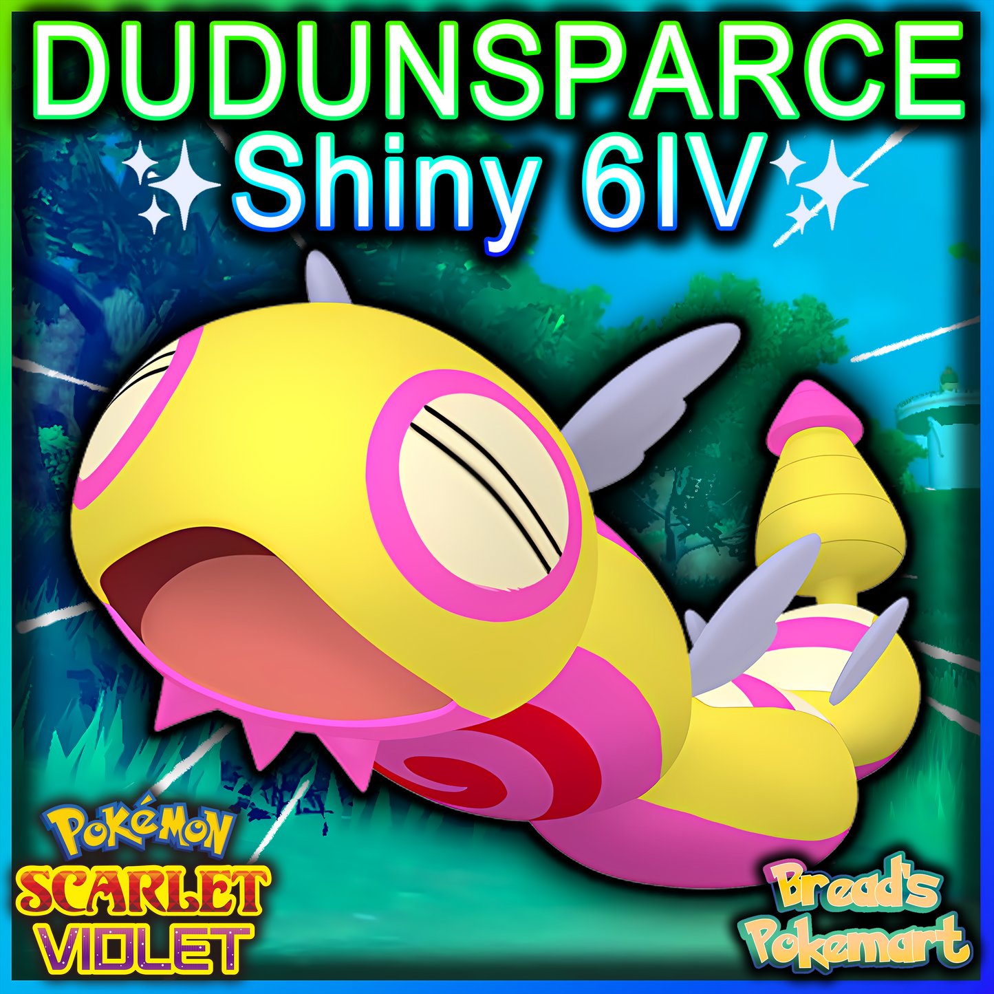 Shiny 6IV Dudunsparce - Battle Ready + EVs - lv100 - Either form!