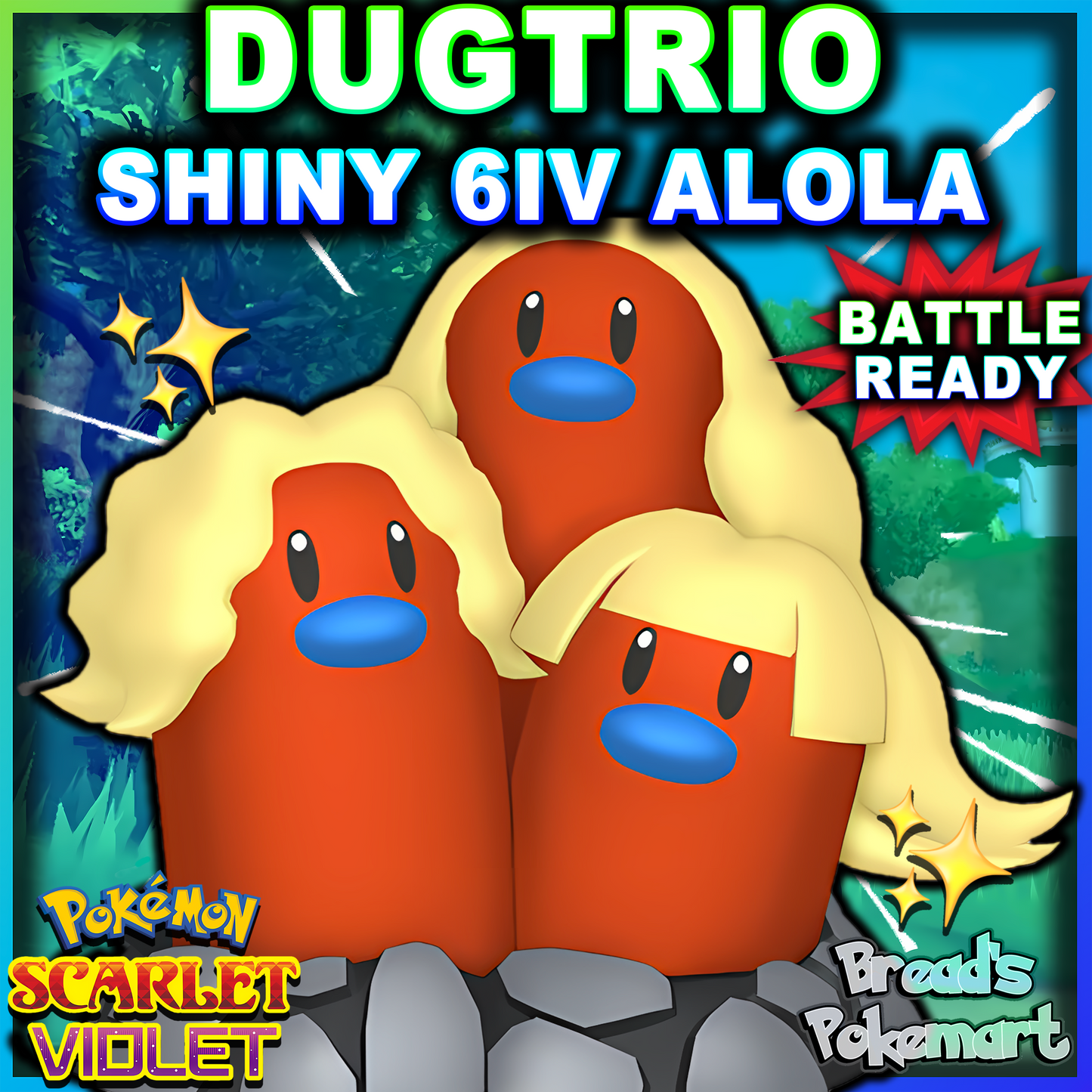 Shiny 6IV Alolan Dugtrio - Battle Ready + EVs - lv100