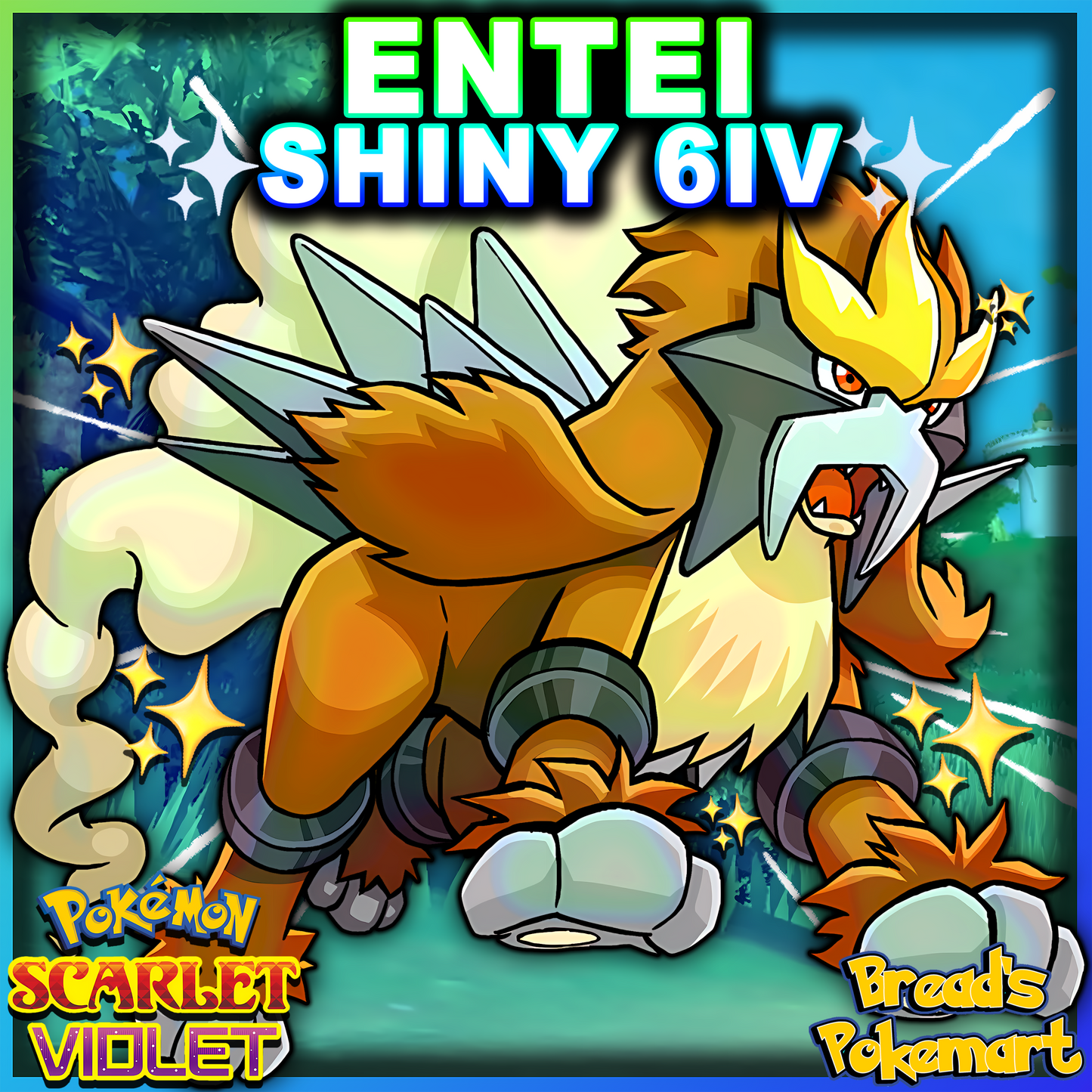 Shiny 6IV Entei - lv100 Legendary - Battle Ready + EVs