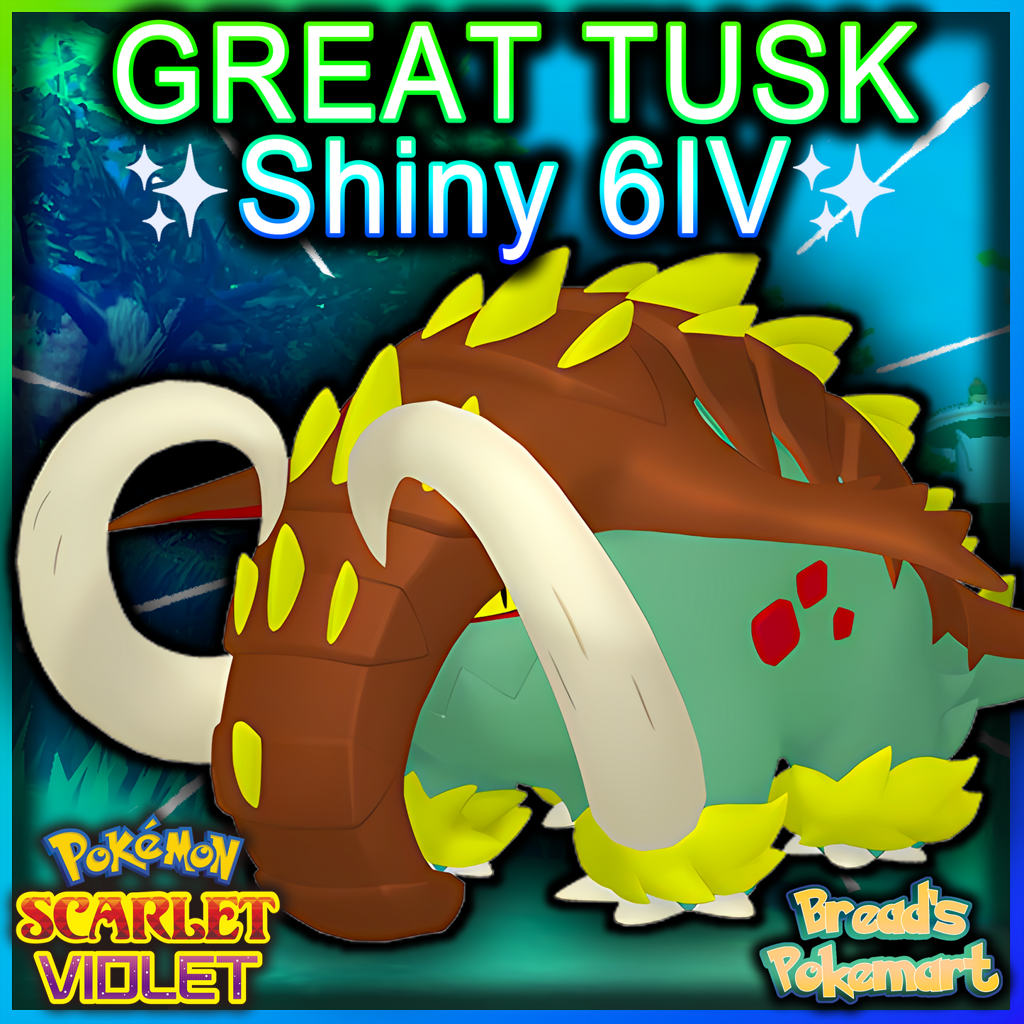 Shiny 6IV Great Tusk - lv100 Competitive Battle Ready + EVs