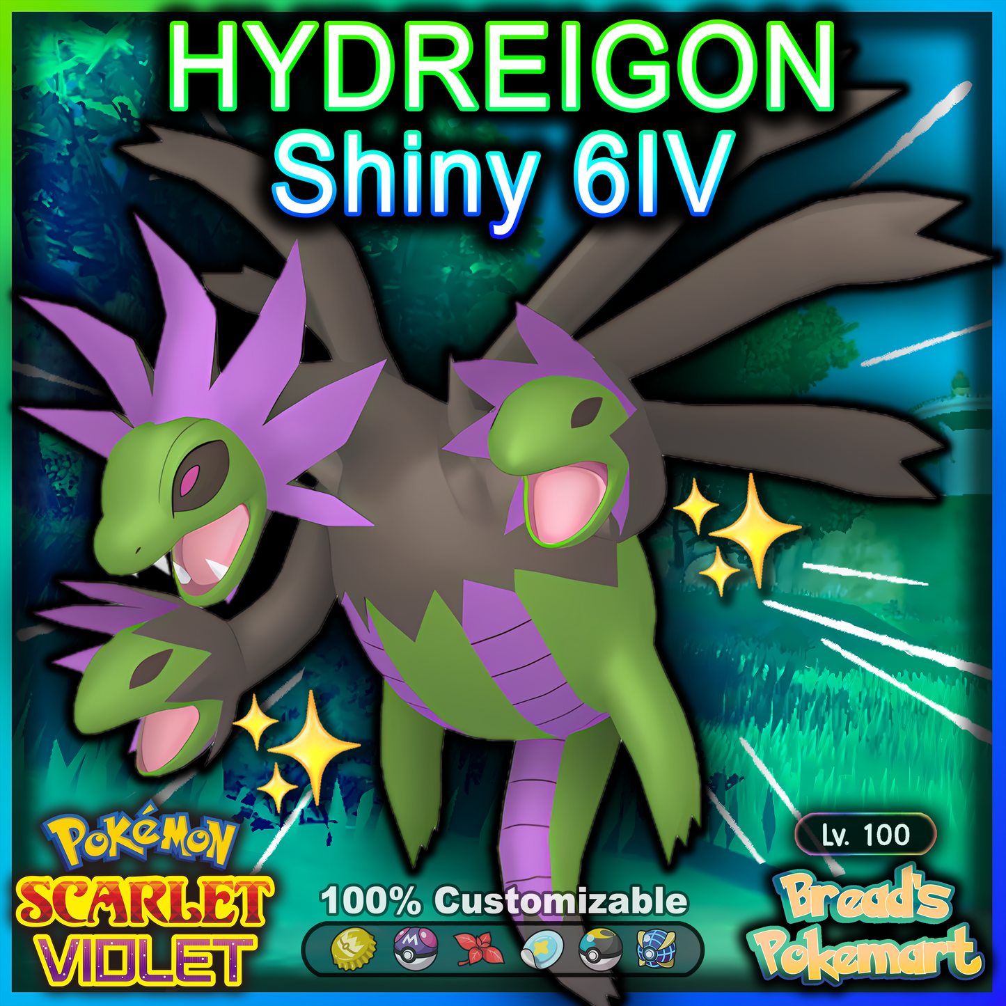 Shiny 6IV Hydreigon - Battle Ready + EVs - lv100