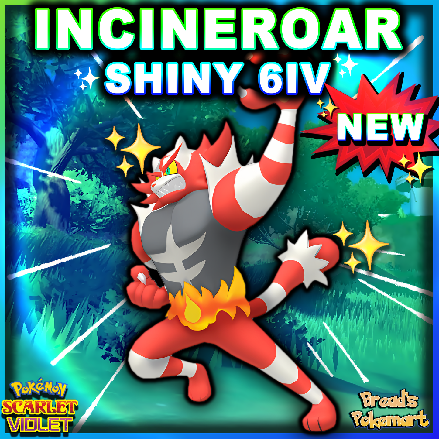 Shiny 6IV Incineroar - Battle Ready + EVs - lv100