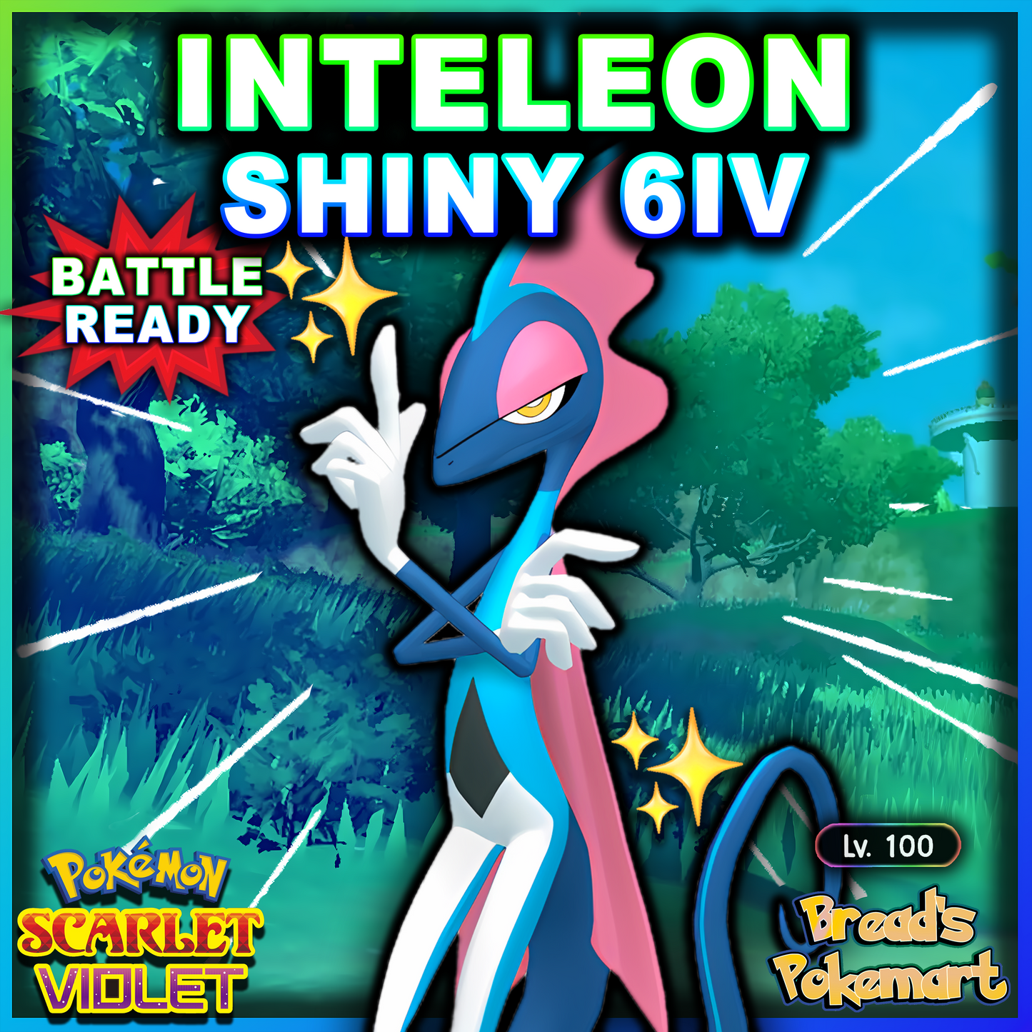 Shiny 6IV Inteleon - Battle Ready + EVs - lv100