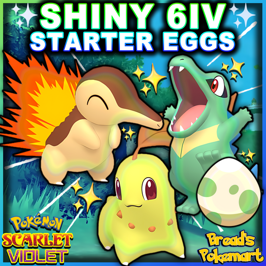 Shiny 6IV Johto Starters - Cyndaquil + Totodile + Chikorita - Hatch your own shiny lv1 eggs!