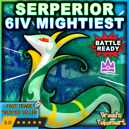 6IV Serperior Unrivaled - Mightiest Mark - Raid Caught - Battle Ready + EVs