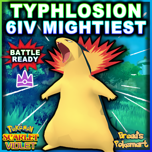 6IV Typhlosion Unrivaled - Mightiest Mark - Raid Caught - Battle Ready + EVs