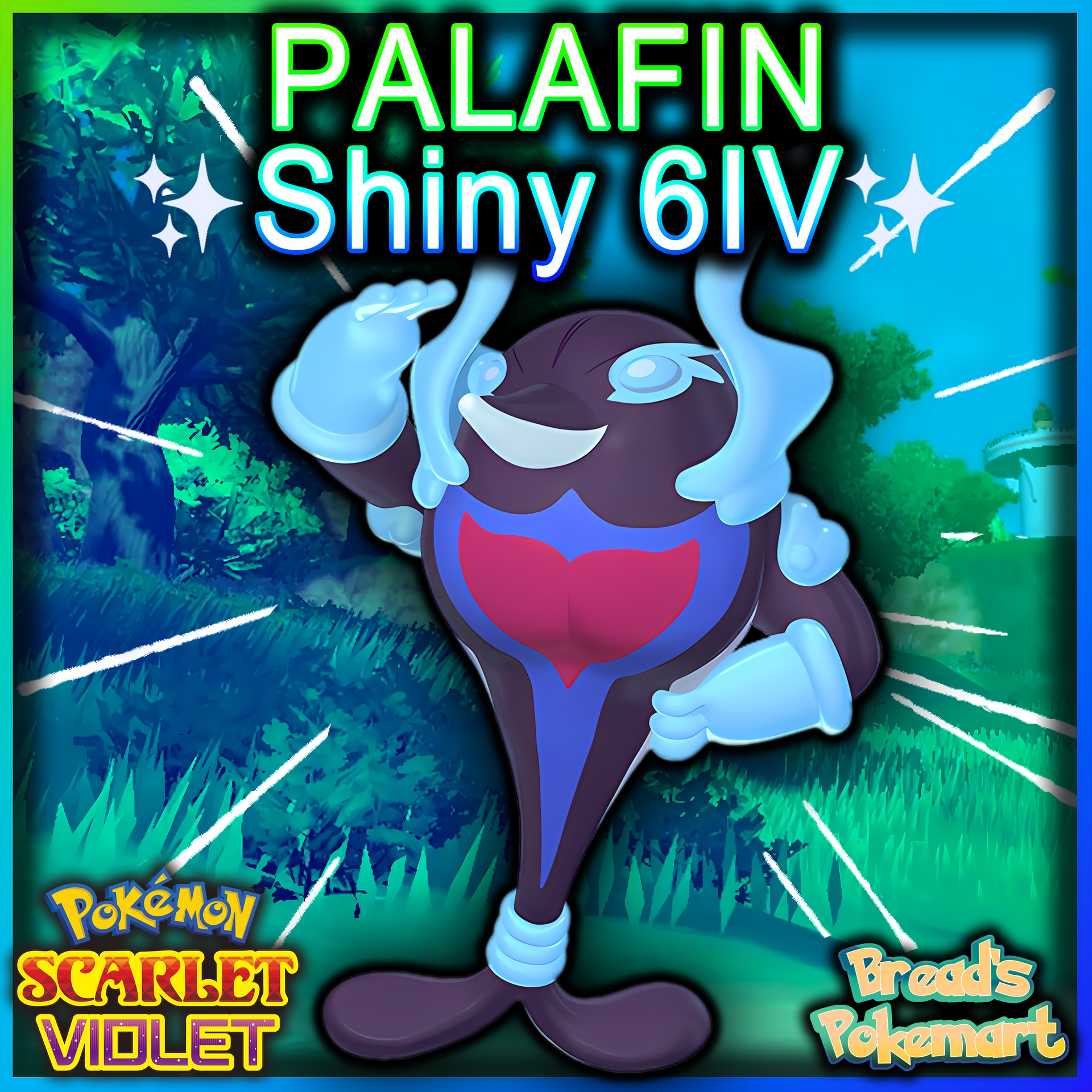 Shiny Palafin (6IV, Lv. 38, Jolly Nature) For Pokmon Scarlet/Violet   Includes Master Ball