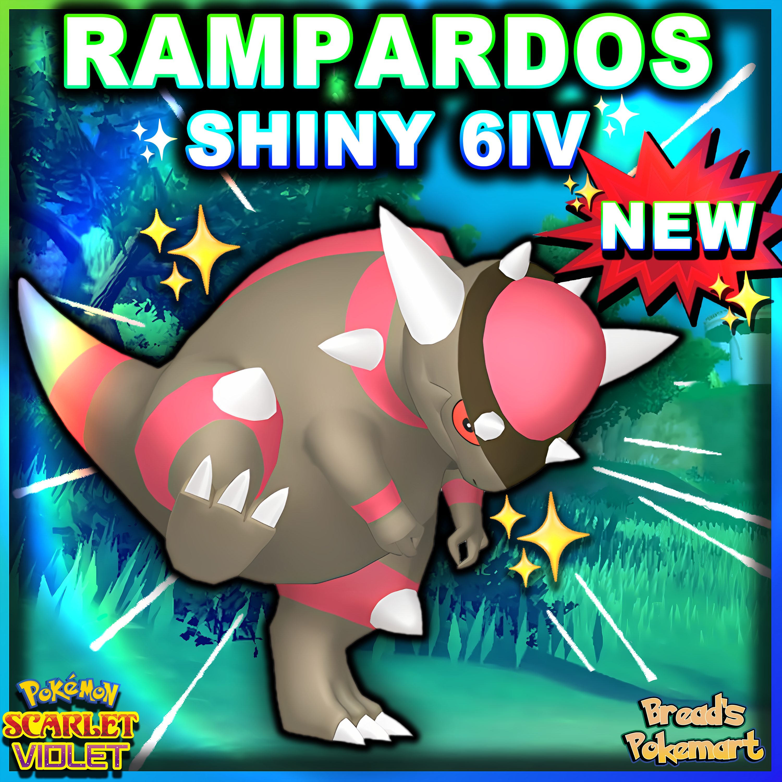Variant Rampardos Shiny 6IV Rampardos - Battle Ready + EVs - lv100 – Bread's Pokemart