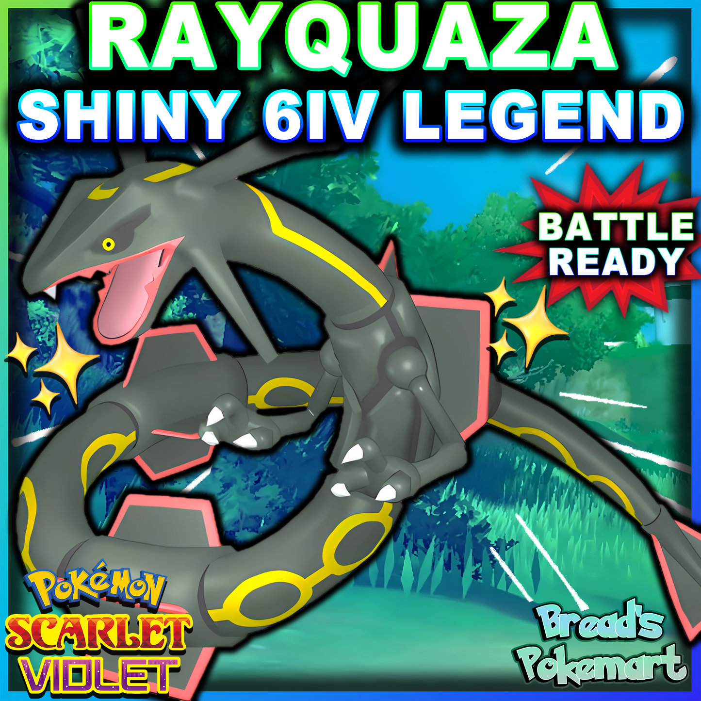 Shiny 6IV Rayquaza - lv100 Legendary - Battle Ready + EVs