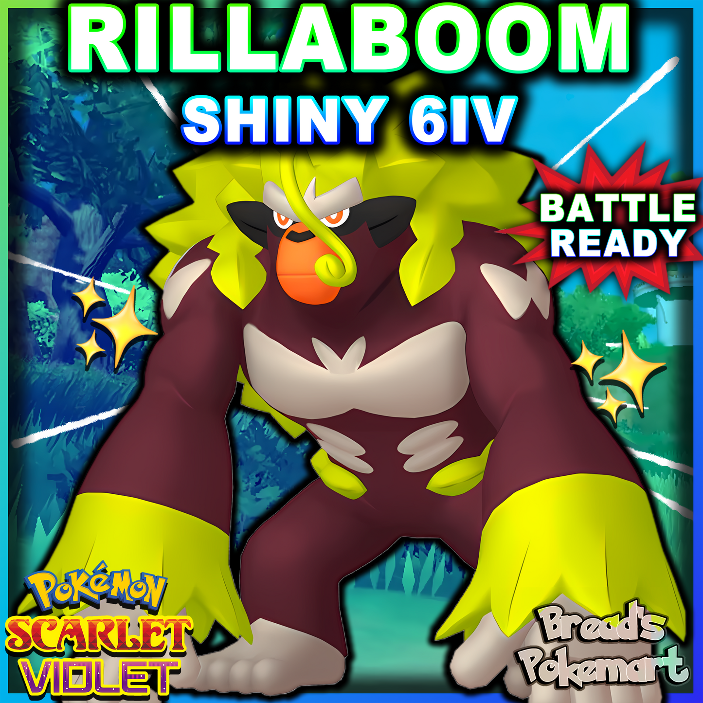 Shiny 6IV Rillaboom - Battle Ready + EVs - lv100