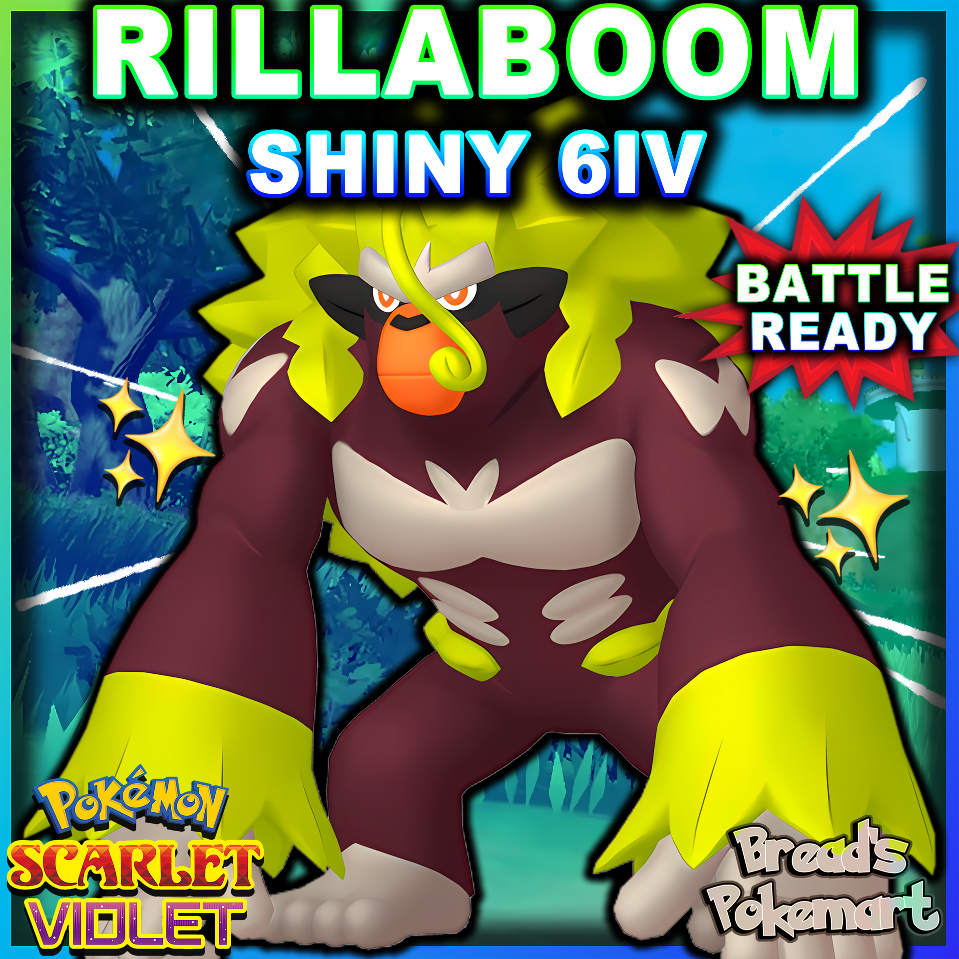 Shiny 6IV Rillaboom - Battle Ready + EVs