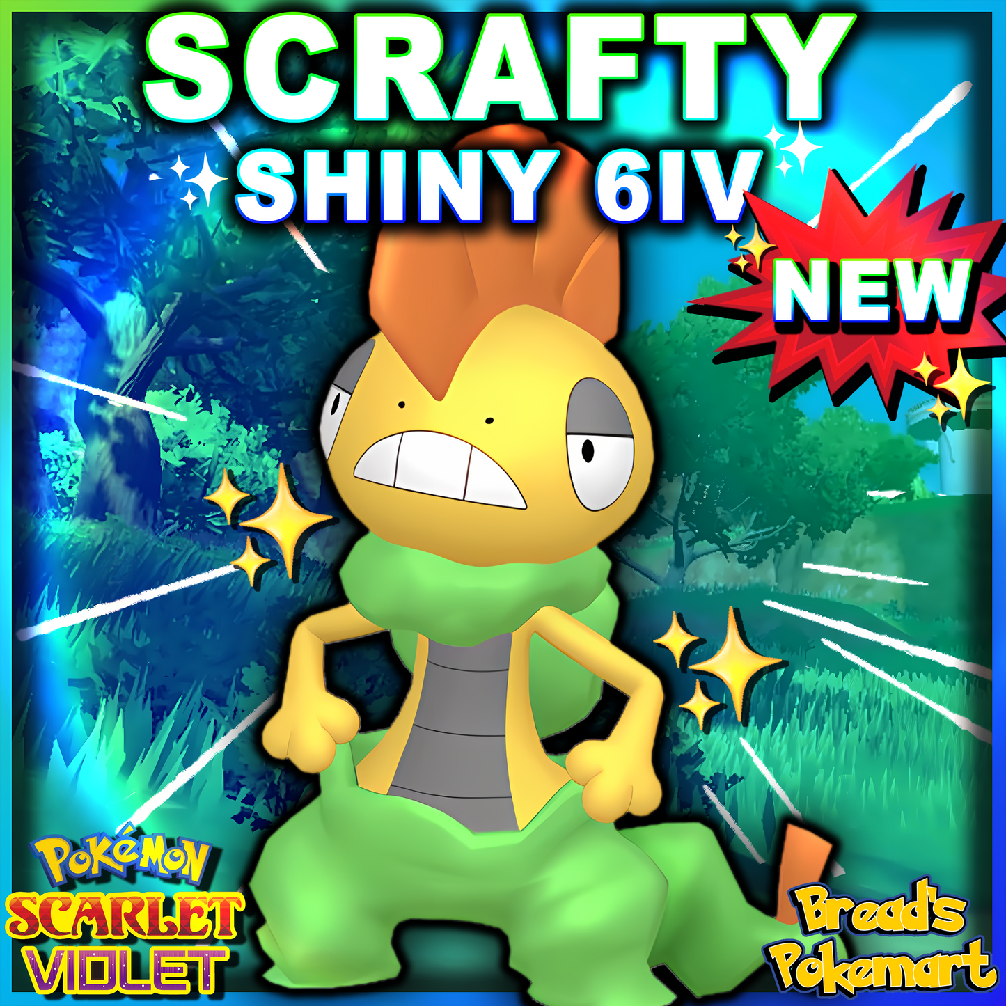 Shiny 6IV Scrafty - Battle Ready + EVs - lv100