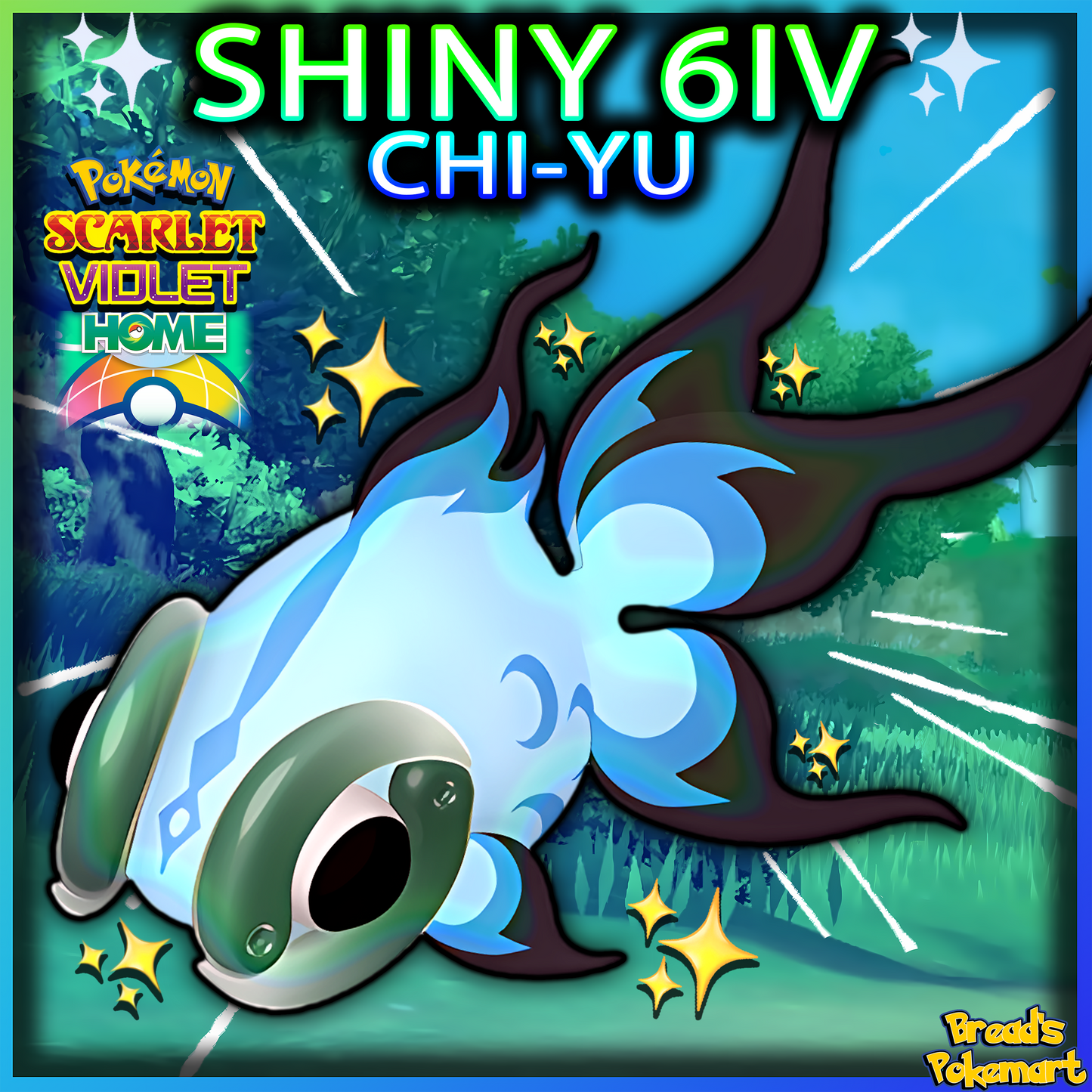 Shiny 6IV Chi-Yu - Unlocked Shiny Legendary - lv100 + EVs - Home