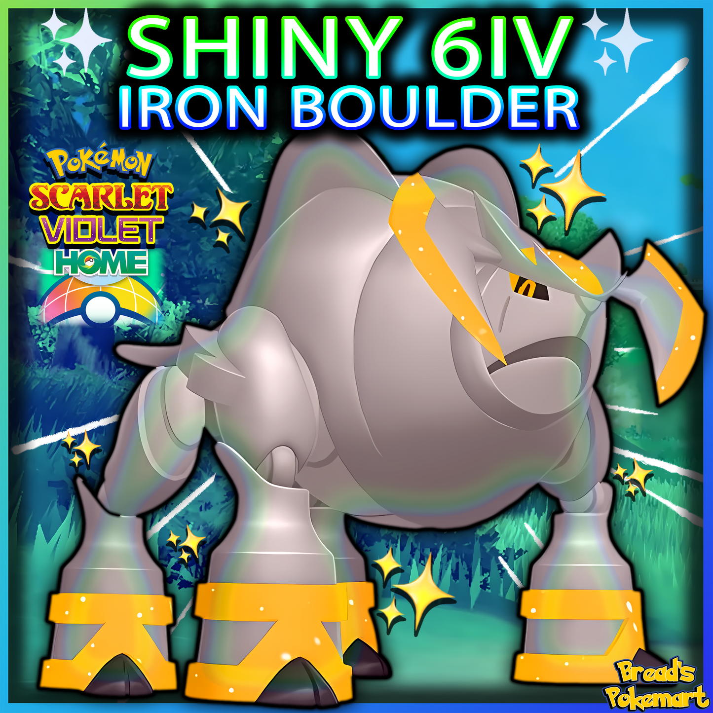 Shiny 6IV Iron Boulder - Unlocked Shiny Paradox - lv100 + EVs - Home