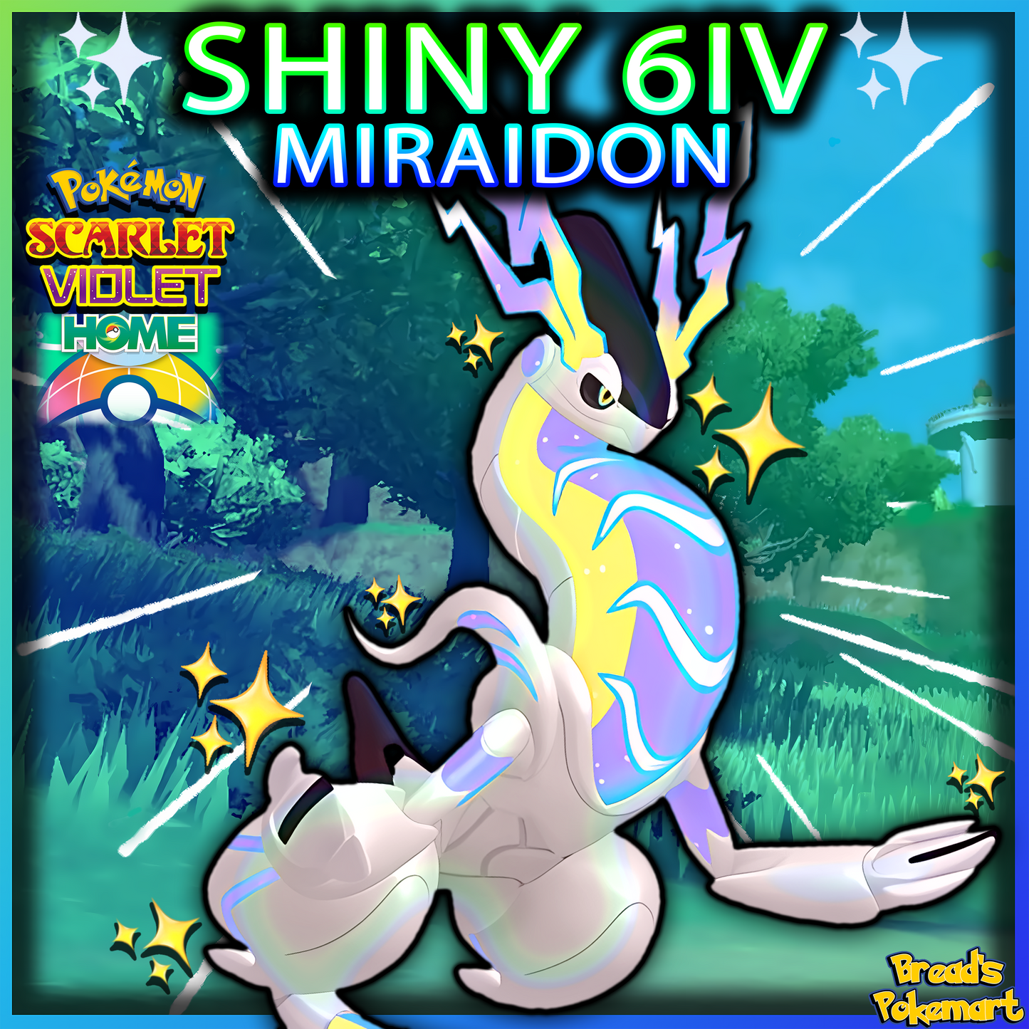 Shiny 6IV Miraidon - Unlocked Shiny Legendary - lv100 + EVs - Home Transfer/Login