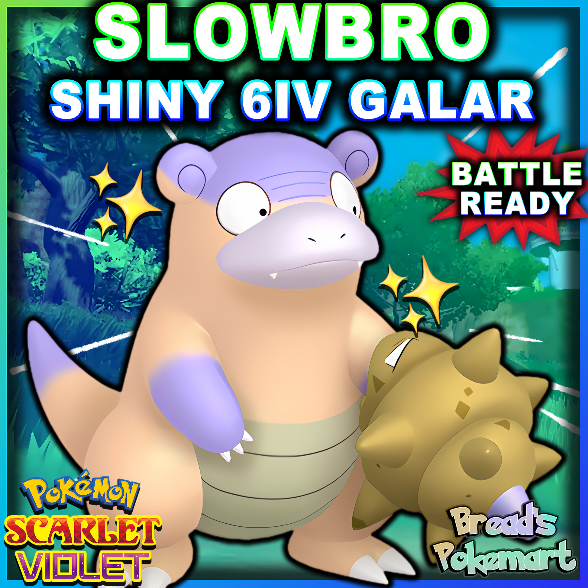 shiny slowbro pokemon card Shiny 6IV Galar Slowbro - Battle Ready + EVs
