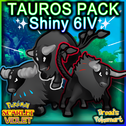 Shiny 6IV Paldean Tauros - ALL 3 FORMS - Blaze, Aqua, Combat - Battle Ready + EVs - lv100