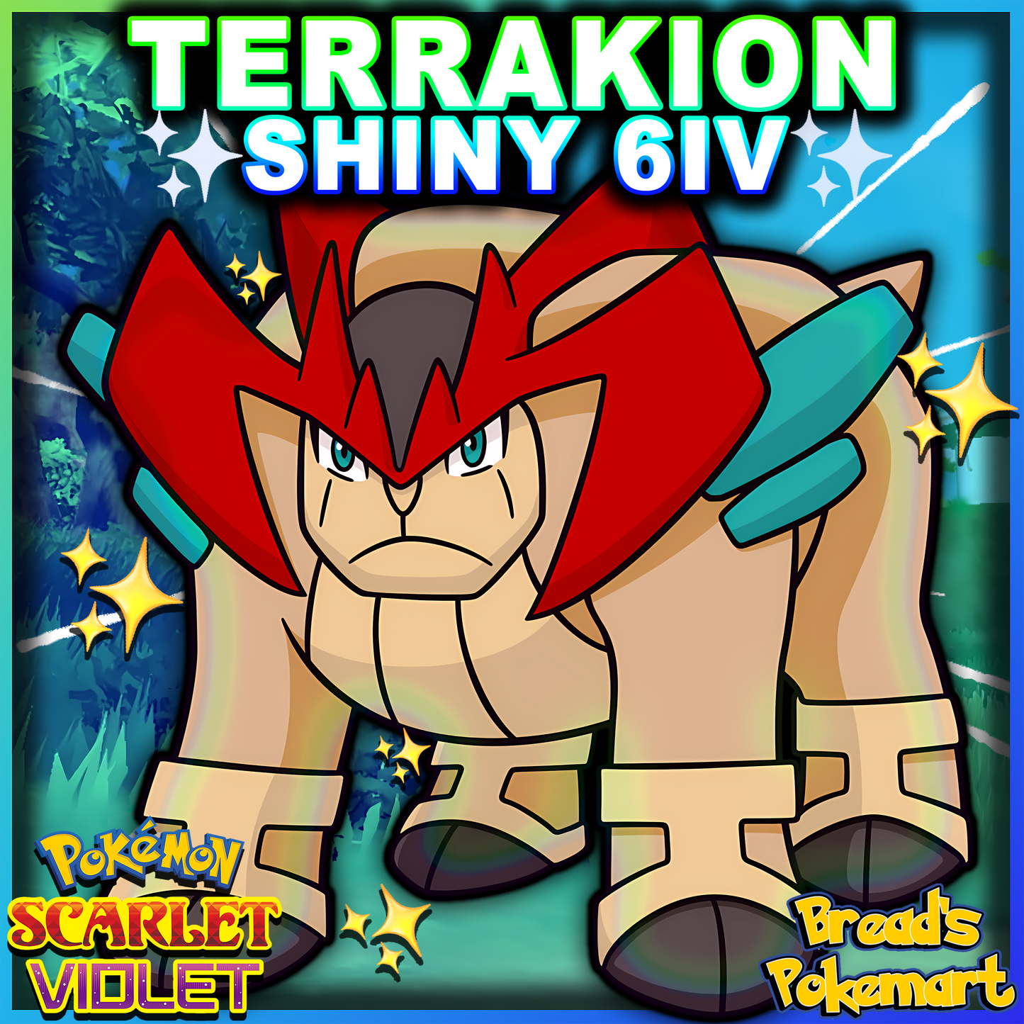 Shiny 6IV Terrakion - lv100 Legendary - Battle Ready + EVs