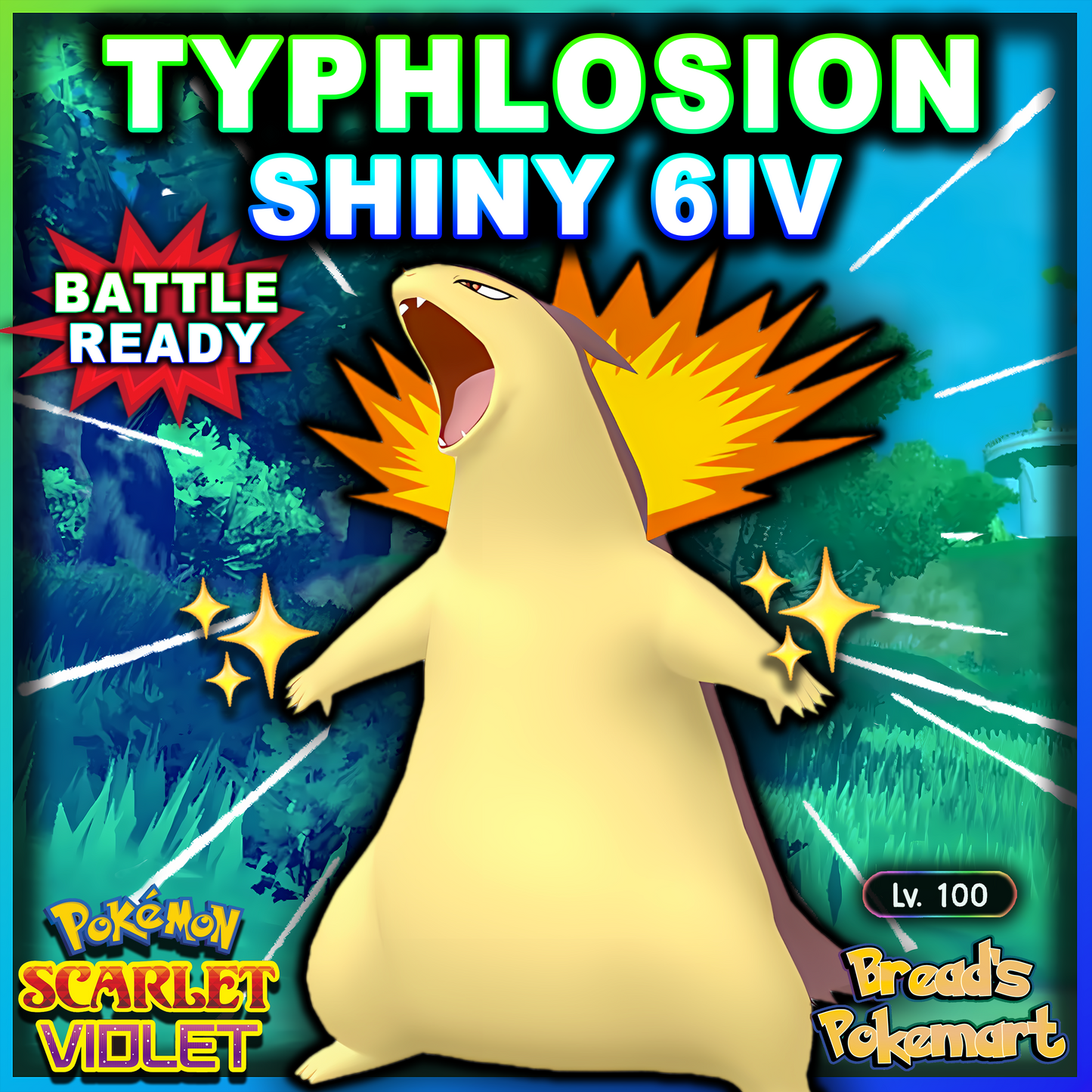 Shiny 6IV Typhlosion - Battle Ready + EVs - lv100