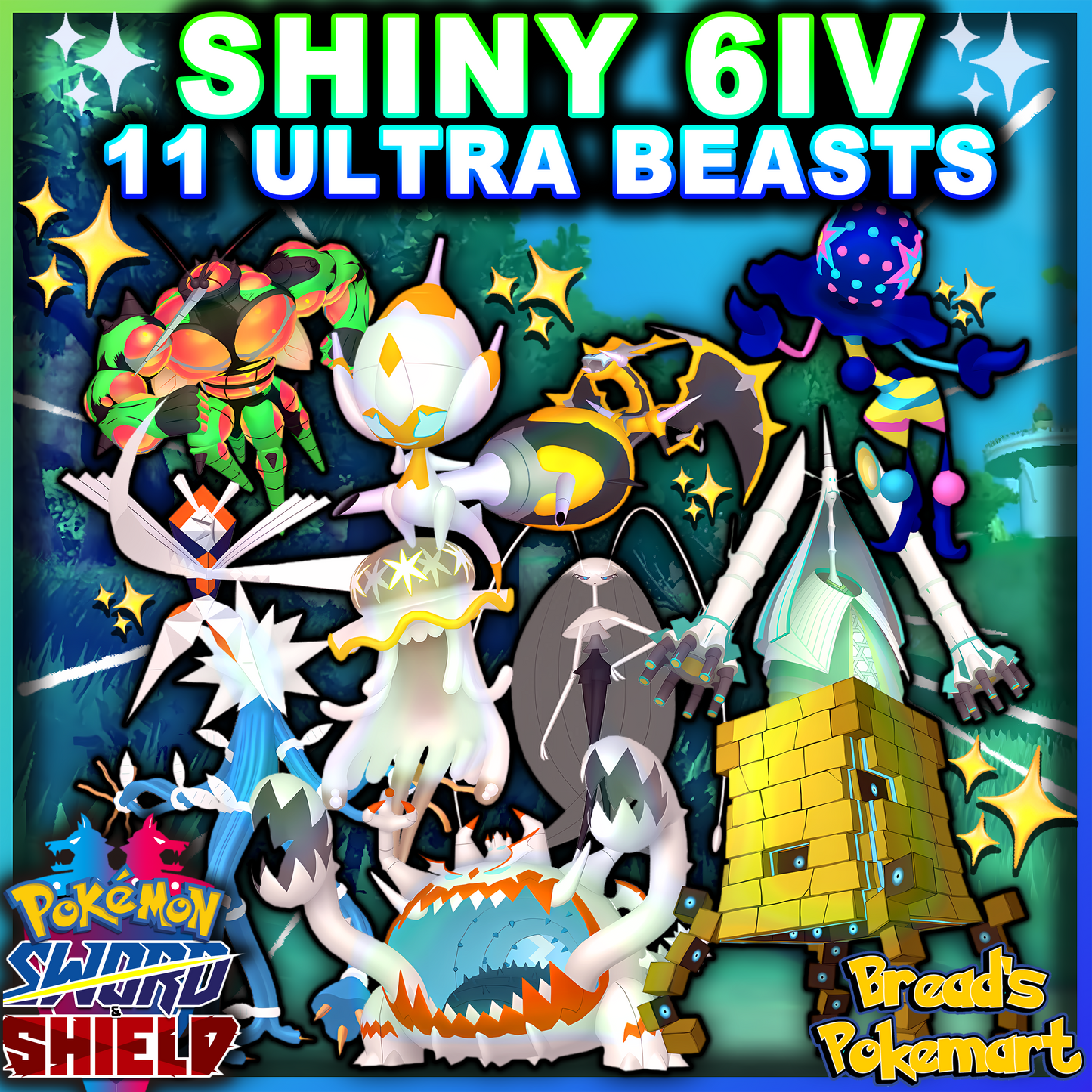 Shiny 6IV Ultra Beasts - All 11 Pack - Competitive Battle Ready - lv100 + EVs