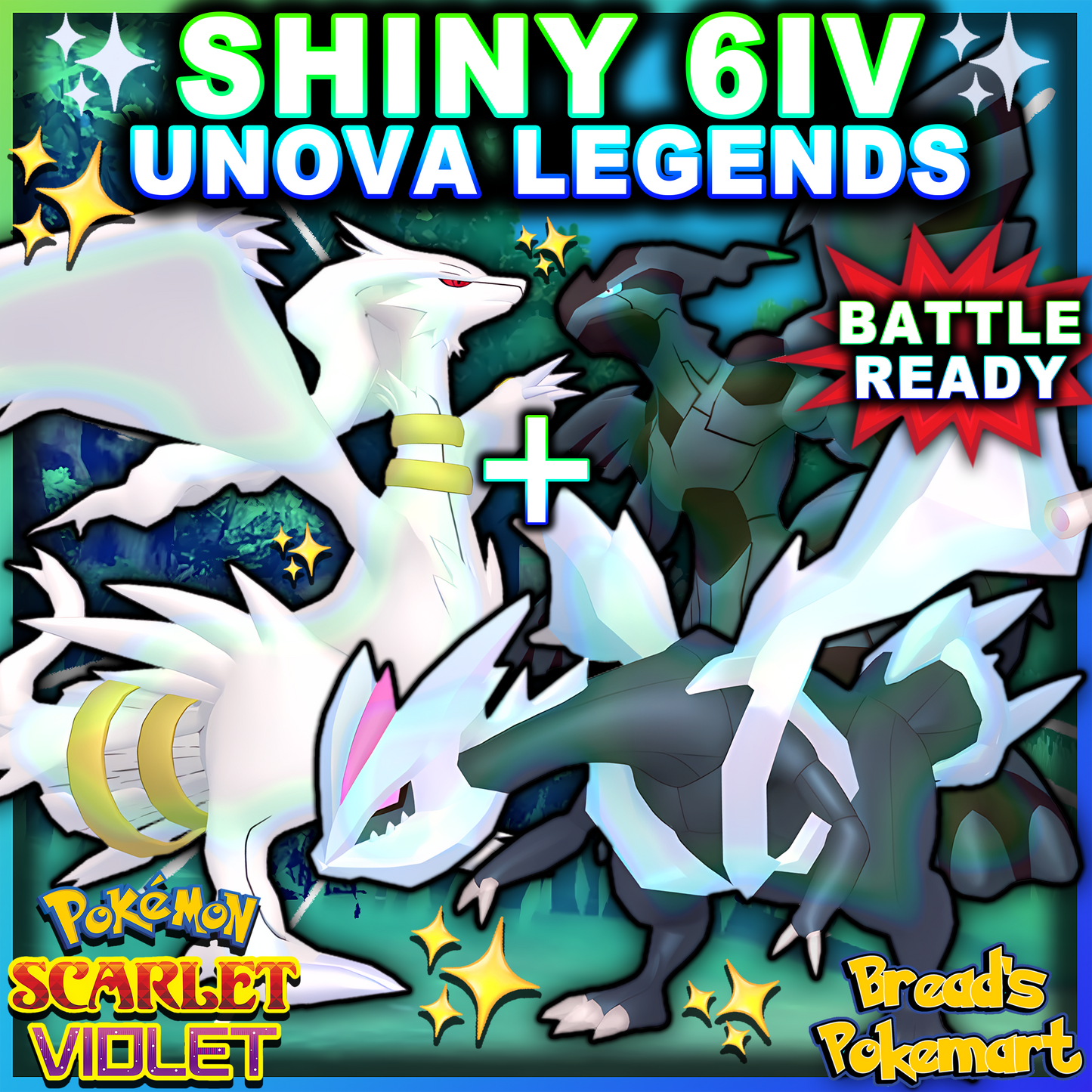 Shiny 6IV Unova Legendaries - Reshiram, Zekrom, Kyurem - lv100 +EVs