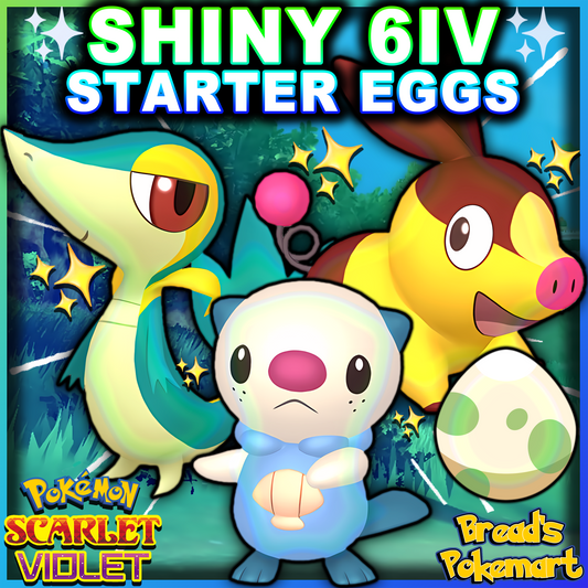 Shiny 6IV Unova Starters - Tepig + Oshawott + Snivy - Hatch your own shiny lv1 eggs!