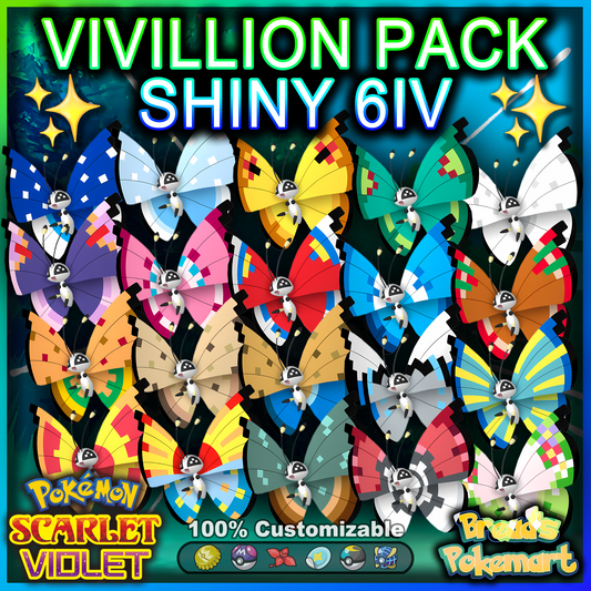 Shiny 6IV Vivillon - All Forms Bundle - lv100 Competitive Battle Ready + EVs