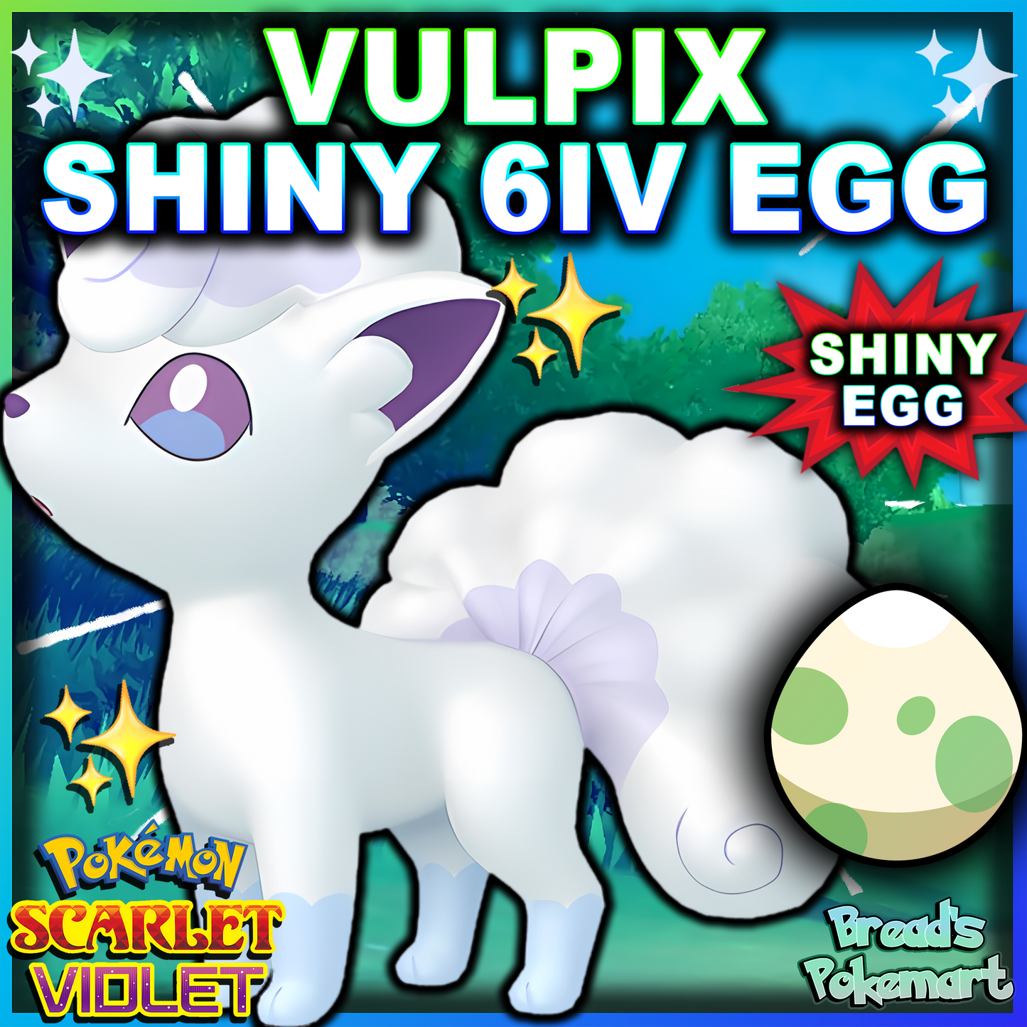 Shiny 6IV Alolan Vulpix Egg - Hatch your own shiny! – Bread's Pokemart