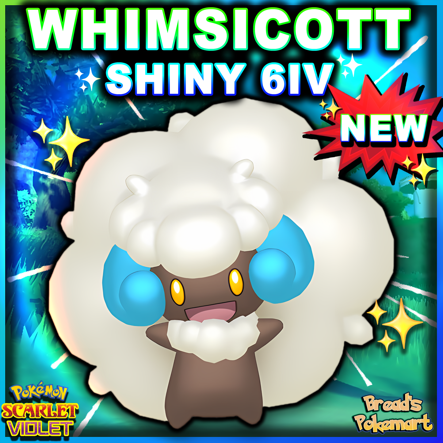 Shiny 6IV Whimsicott - Battle Ready + EVs - lv100