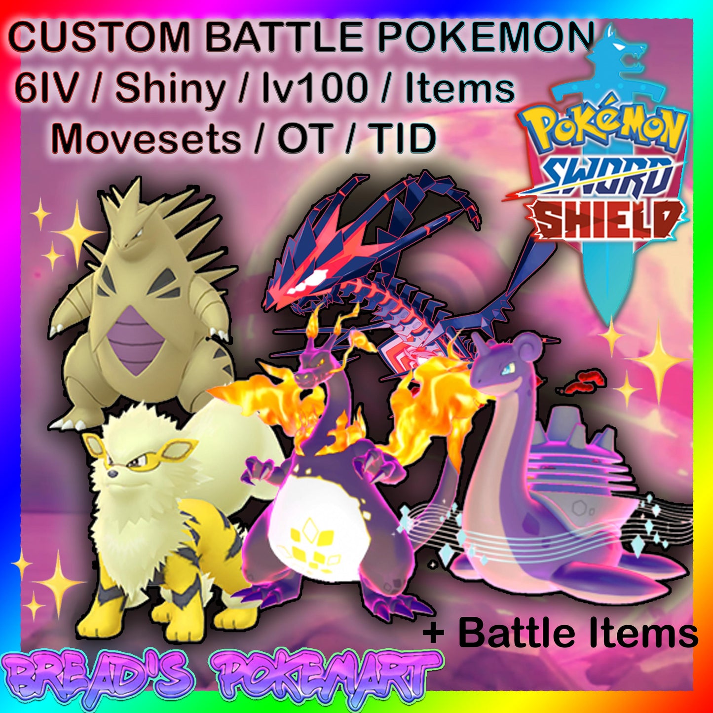 Fully Customizable Shiny or Non-Shiny 6IV Pokemon - Sword & Shield