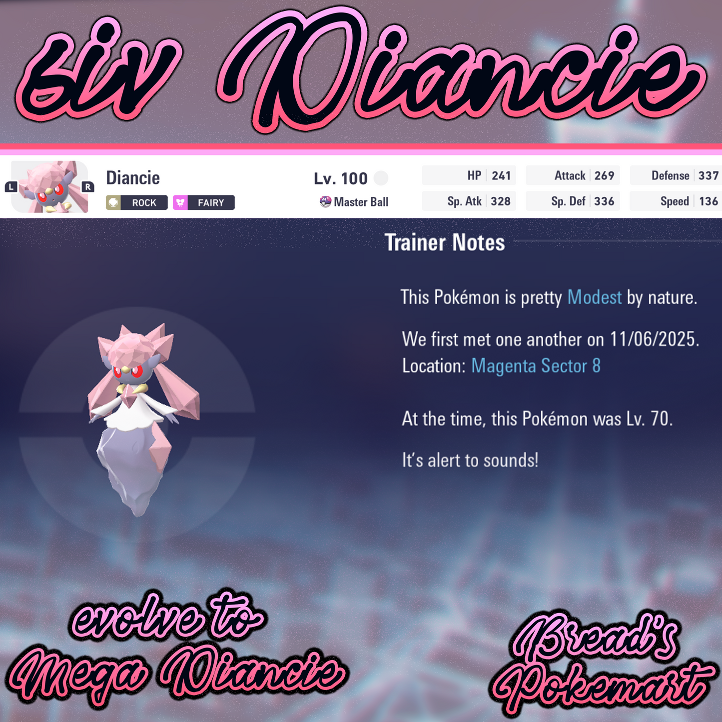 6IV Diancie (evolve to Mega!)