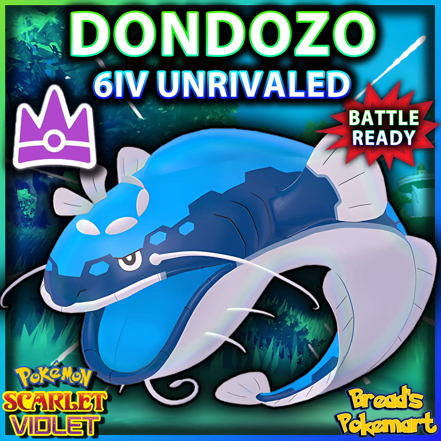 6IV Dondozo Unrivaled - Mightiest Mark - Raid Caught - Battle Ready + EVs