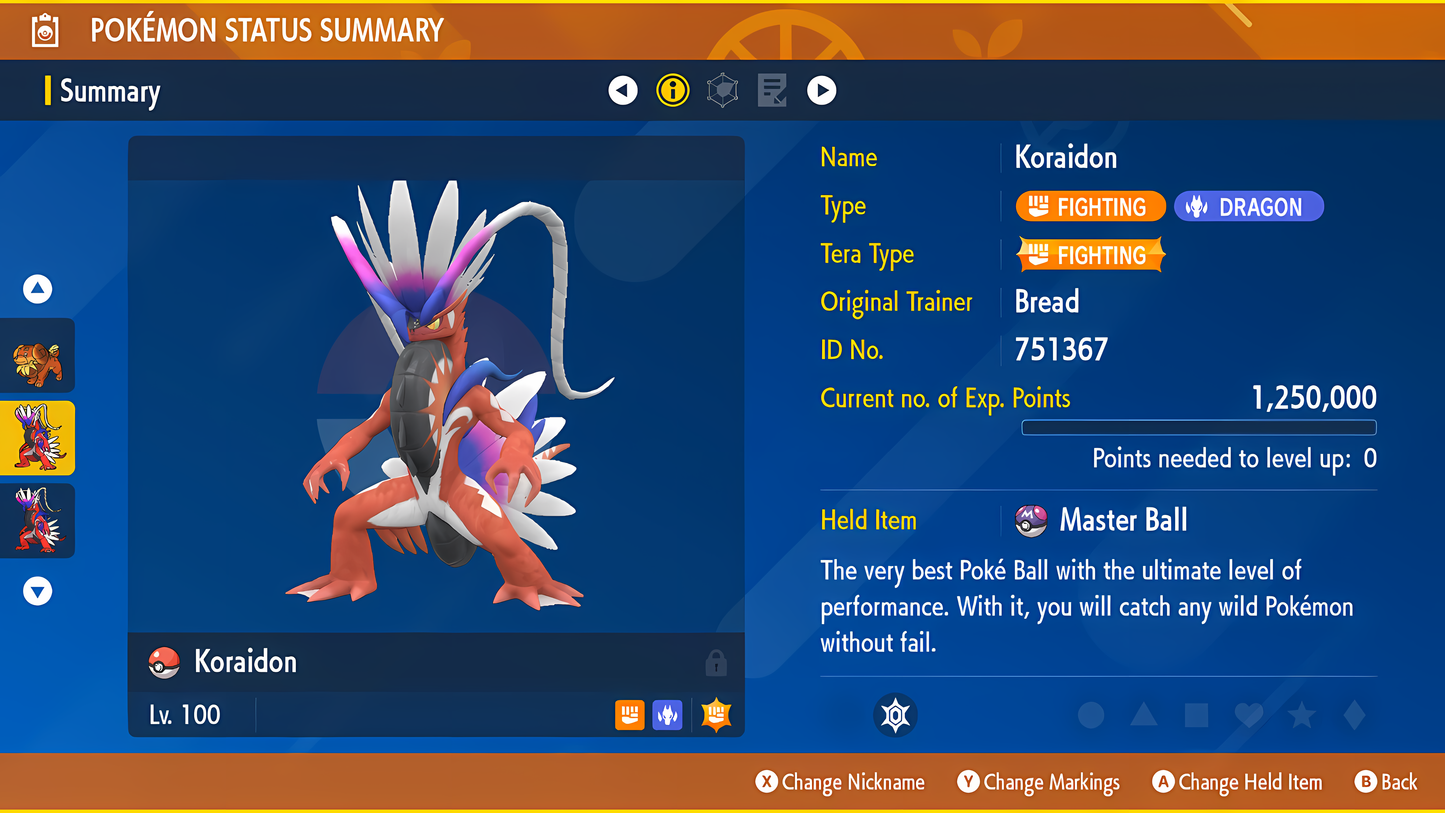 6IV Koraidon - lv100 Legendary - Battle Ready + EVs