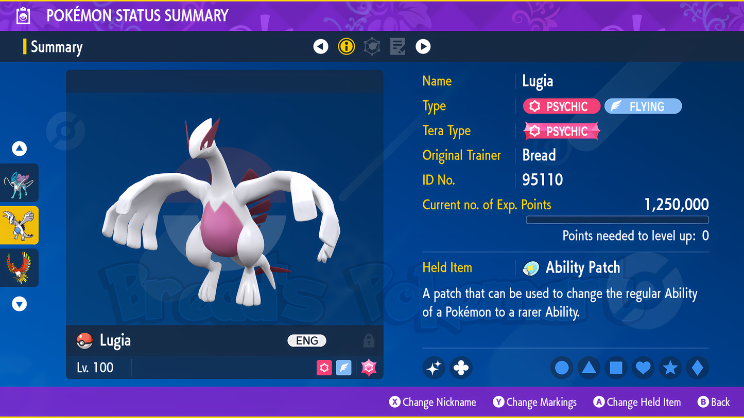 Shiny 6IV Lugia - lv100 Legendary - Battle Ready + EVs