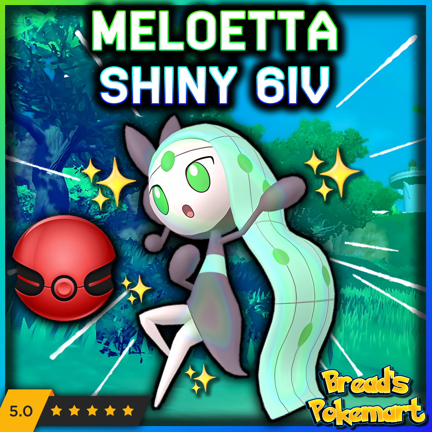 Shiny 6IV Meloetta EVENT - lv100 Mythical - Battle Ready + EVs - 2024 "HOME" Event