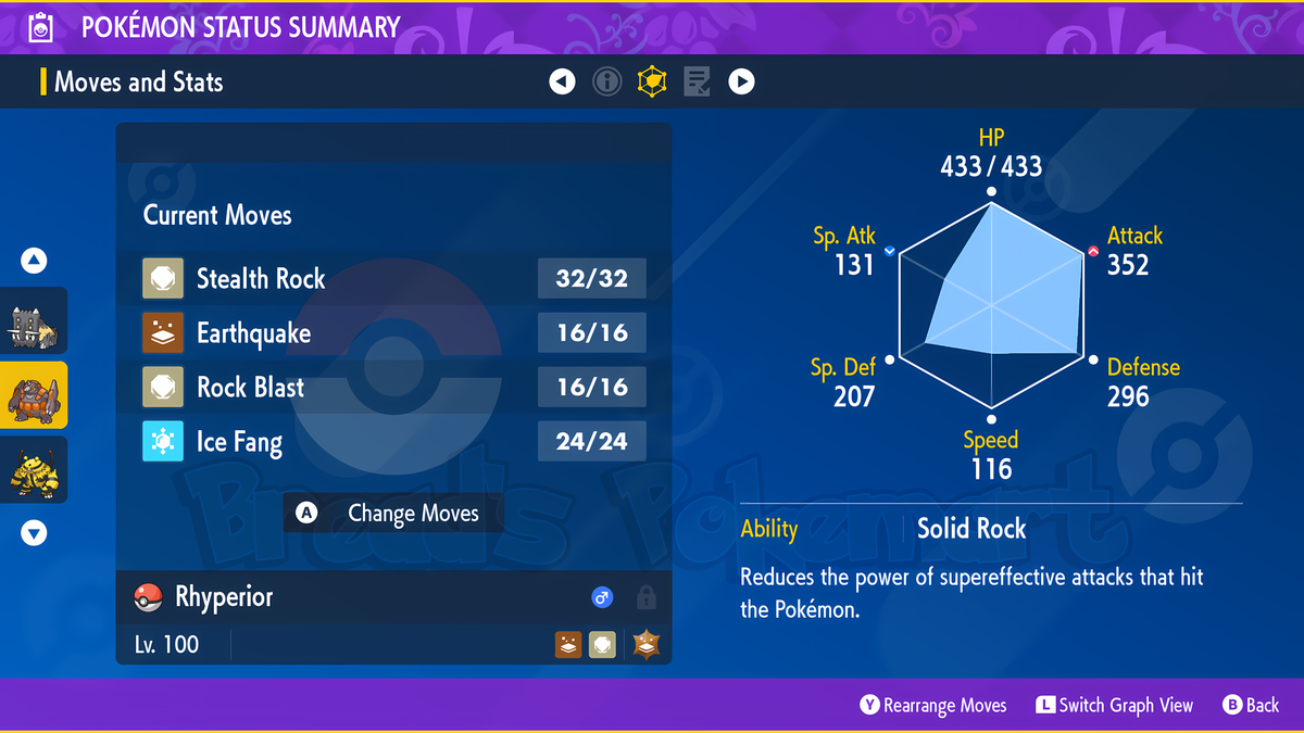 Shiny Rhyperior Pokemon Move Shiny 6IV Rhyperior - lv100 Competitive Battle Ready + EVs – Bread's ...